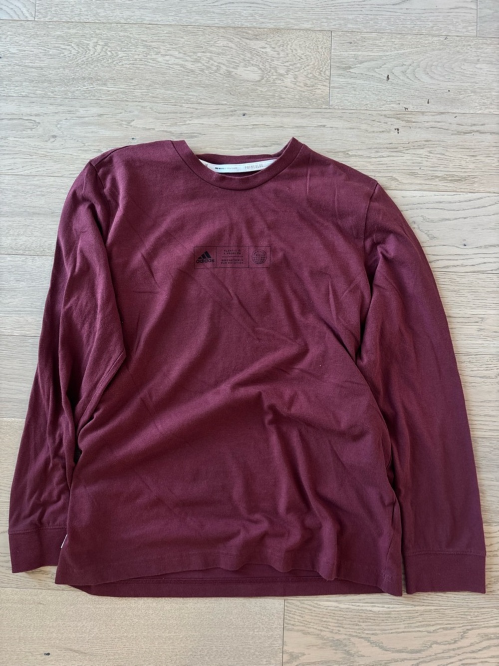 adidas Maroon Crewneck Tee with Chest Logo
